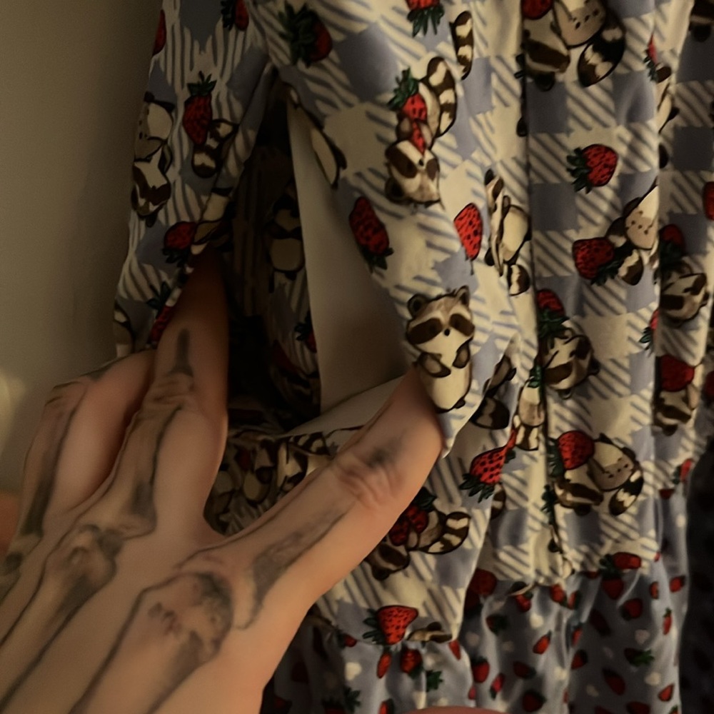 Hot Topic Raccoons and Strawberries Floral Blue Maxi Dress - Picture 4 of 4
